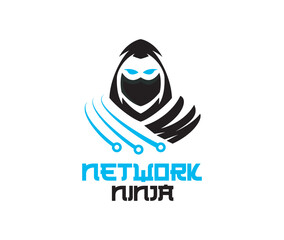 Network ninja logo technology logo for storing data and brain data