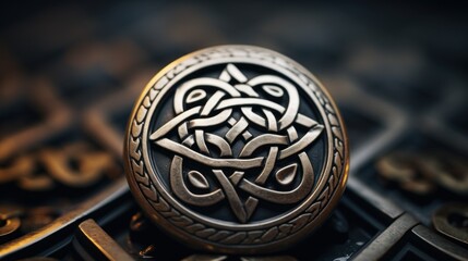 Canvas Print - An ornate ring with a celtic design on it, AI