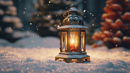 Sticker - christmas lantern in the snow