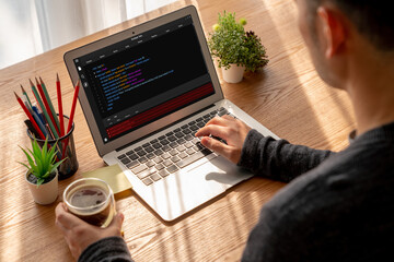 Software development programming on computer screen for modish application and program coding