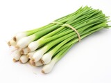 Fototapeta Do akwarium - Bunch of green onions isolated on white background