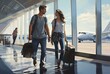 © jambulart - Romantic Couple Walking For Flight In Airport Terminal