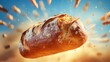 The bread soars high, escaping the bag confines