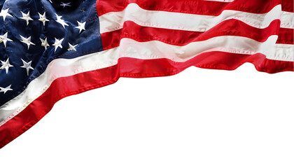 Wall Mural - Wavy american flag isolated.