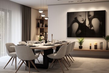 Wall Mural - Modern setting in the dining area of the apartment. Generative AI