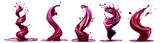 Fototapeta  - Purple Violet Magenta cream liquid paint ink splash swirl wave on transparent background cutout, PNG file. Many assorted different design. Mockup template for artwork graphic design