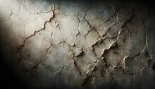 Old Cracked  Wall Background With, Textured Wall Banner, Grungy Grey Template