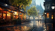 雨の降る町の景色(generative ai)
