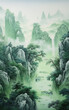 Chinese style landscape painting,created with Generative AI tecnology.