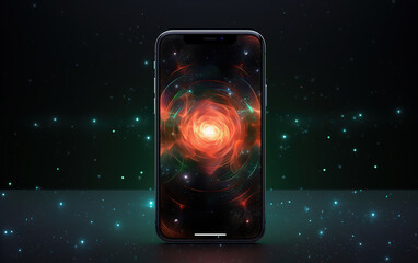 Wall Mural - abstract light spots lines and mobile phone,created with generative ai tecnology.