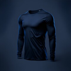 Wall Mural - long sleeve blue t shirt mockup , T shirt design template