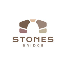 Arch Bridge Stone Colorful Simple Village Logo Design Vector Icon Illustration