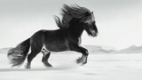 Fototapeta Konie - AI generated illustration of a beautiful majestic horse running through the snow