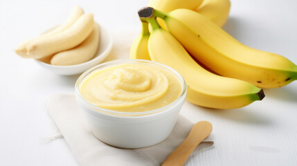 Wall Mural - Banana puree. selective focus. close-up. Generative AI