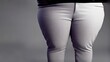 AI generated illustration of a closeup of the large thighs of a person in white trousers