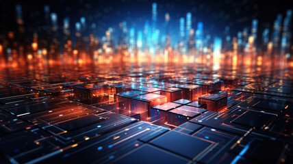 Data Technology Seamless Background, Abstract Digital Network