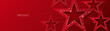 Red star and sparkle on a red background. Award, Celebration party banner. Vector illustration