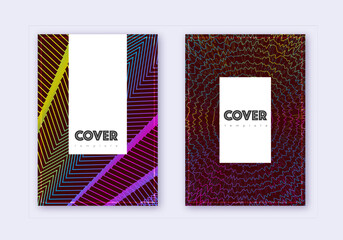 Hipster cover design template set. Rainbow abstrac