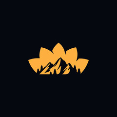 Sticker - mountain logo design for wellness center business company. Mountain lotus logo