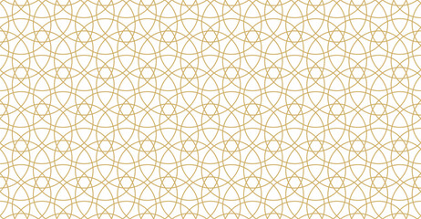 Wall Mural - Seamless gold oriental pattern. Islamic background. Arabic linear texture. Vector illustration.