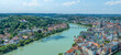 Die Universitätsstadt Passau an Donau, Inn und Ilz im Sommer, Blick zur Innstadt mit der Wallfahrtskirche Maria Hilf