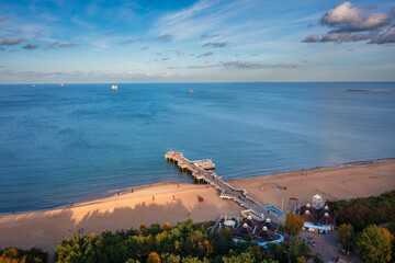 Wall Mural - Baltic Sea pier in Gdansk Brzezno at autumn, Poland