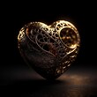 © 0635925410 - Knitted openwork golden heart.