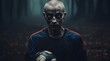zombie soccer player with football