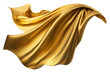 © ND STOCK - Smooth flying elegant On transparent background, golden fabric fluttering textile wind silk wave fashion satin motion drapery scarf flying chiffon veil.