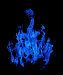 Sticker - isolated on black large abstract blue flame