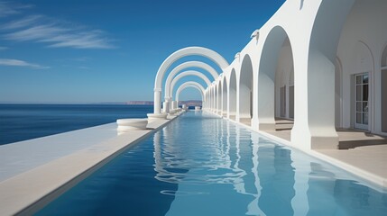 Wall Mural - Modern Interior and pool villa.Exterior of a sleek, modern villa