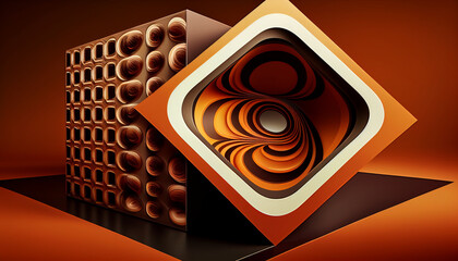 Wall Mural - square-shaped pattern with brown and orange colors