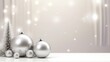 Background products minimal podium scene with Christmas decoration in silver color in expensive luxary style.