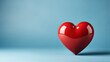 © Planetz - red heart shape on blue background with copy space, 3d heart