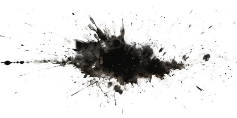 black paint brush strokes in watercolor isolated against transparent