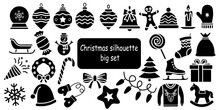 Christmas Set Of Silhouettes For Design On A White Background, Vector Illustration