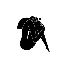 Wall Mural - Contemporary female body vector illustration. Nude woman silhouette, abstract pose, feminine figure, modern graphic design. Beauty, self love, body care concept for logo, branding. Minimalism fine art