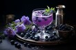 Purple lavender blueberry cocktail with blueberries. Generative AI
