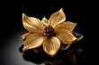 Fine luxury Belgian chocolate praline with vanilla flower decorated with 24 carat gold on a dark background