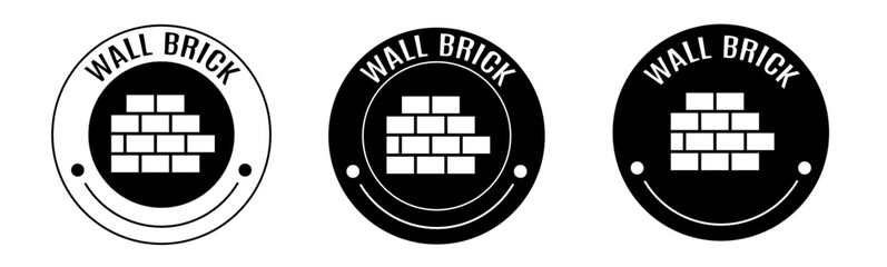 Wall Mural - Black and white illustration of wall brick icon in flat. Stock vector.