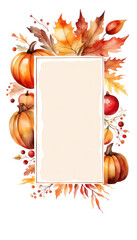 Wall Mural - Autumn or thanksgiving letter background with pumpkins and leaves