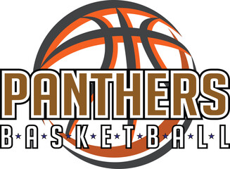 Wall Mural - panthers basketball graphic is a sports design template that includes graphic text, stars and a grap