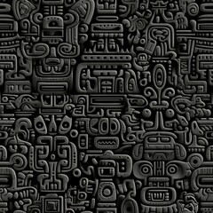 Aufkleber - Mayan Glyphs Ornament Pattern