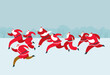 Santa fun run. Traditional charity race wearing Santa Claus costumes