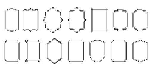 Set of simple line frames with double stroke. Vector illustration.