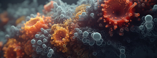 Vivid microscopic biology scene.