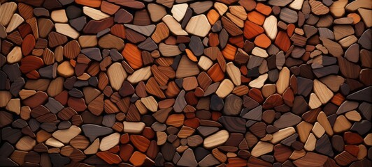 Wall Mural - Abstract block stack wooden 3d cubes on the wall for background banner panorama - Brown wood texture for backdrop or wallpaper