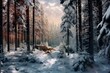 snowy forest in winter. Generative AI