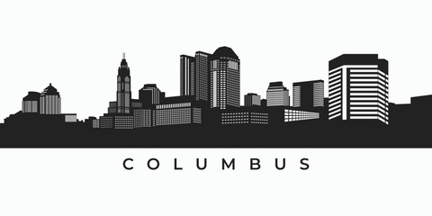 Wall Mural - Columbus city skyline silhouette. Aerial view of downtown Ohio United states illustration