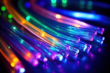 Canvas Print - Vibrant Fiber Optics Colorful Technological Background